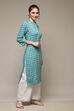 Green LIVA Straight Kurta image number 5